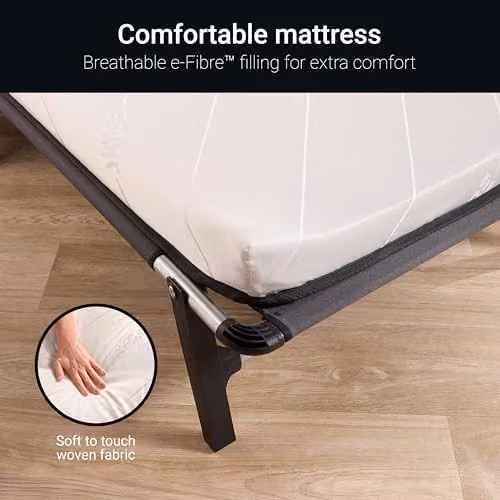 Jay-Be HE70 Black Metal Folding Guest Bed with Mattress – 3