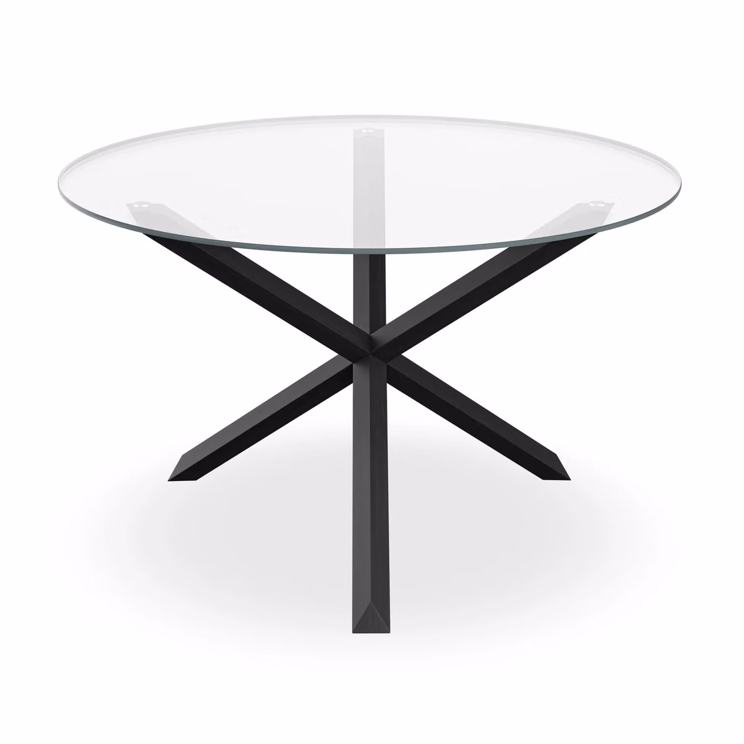 More4Homes Malvern Round Dining Table and 6 Nova Blue Velvet Dining Chairs Set with Clear Glass Top and Solid Oak Black Legs, Diameter: 120 cm, Height: 75 cm – 2