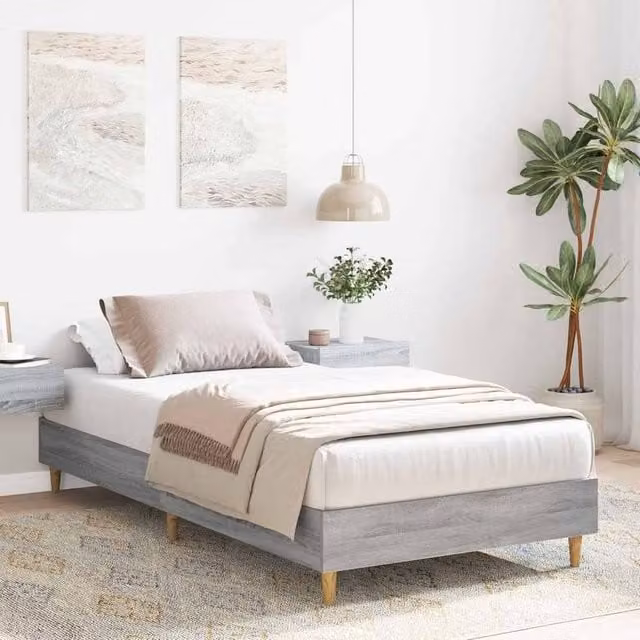 Berkfield Home Durable Wood Bed Frame in Grey, W/D/H: 80 x 190 cm – 1