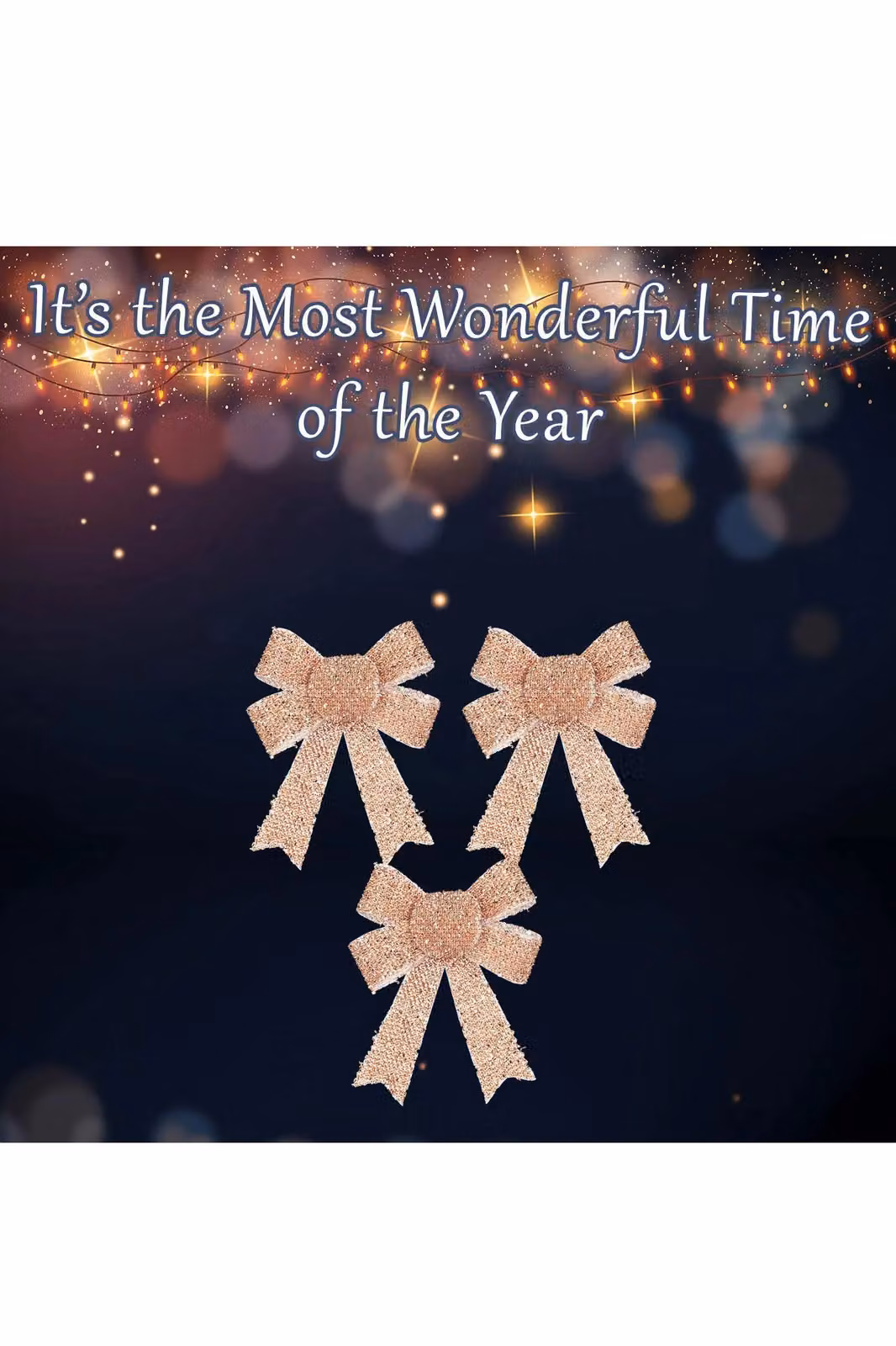 VFM e-Store Tinsel Bows 3 Pack Christmas Decorations in Gold, W/D/H: 10 x 13 x 3 cm – 2