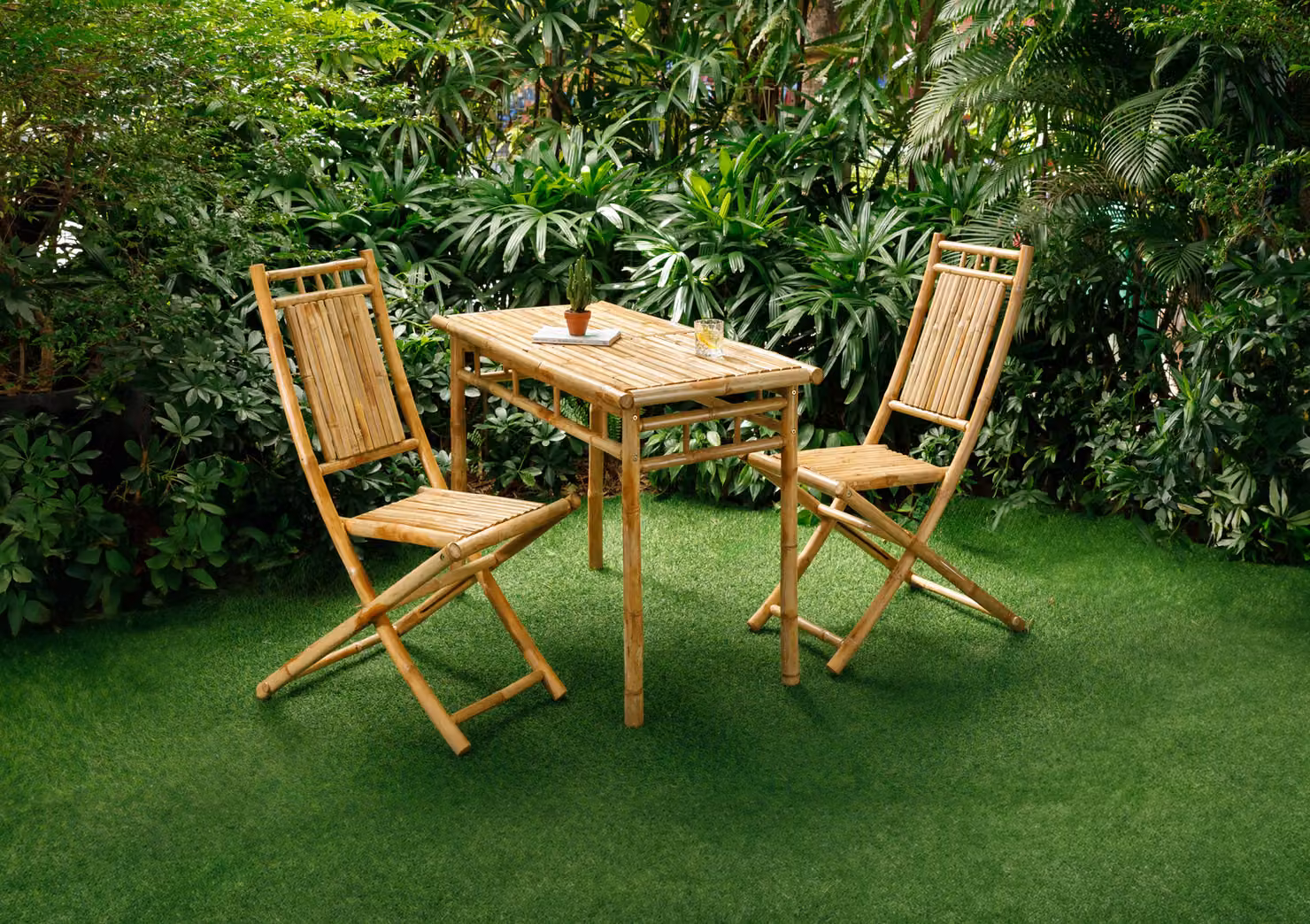 Nordlys Set of 2 Modern Brown Bamboo Chairs – 2