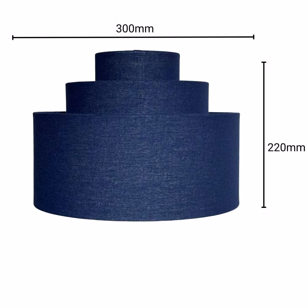 CGC Lighting Selina Three Tier Layered Fabric Lampshade in Blue, Diameter: 30 cm – 4