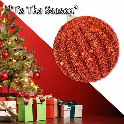 VFM e-Store Red Glitter Hanging Christmas Bauble Decoration, W: 12 cm, H: 11 cm – 5