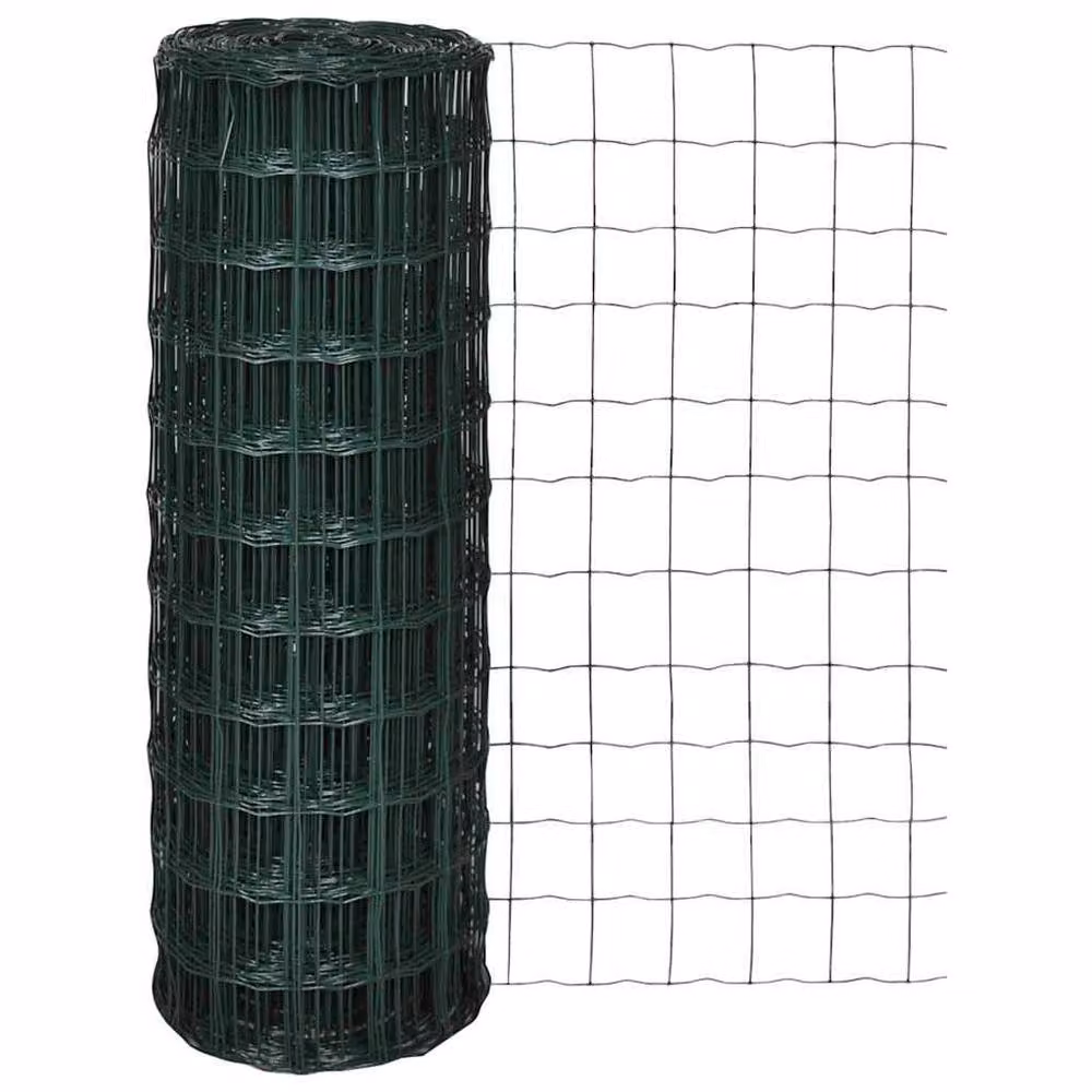 Berkfield Home Euro Fence PVC-Coated Steel Fencing, Green, W: 25 m, H: 1.2 m – 2