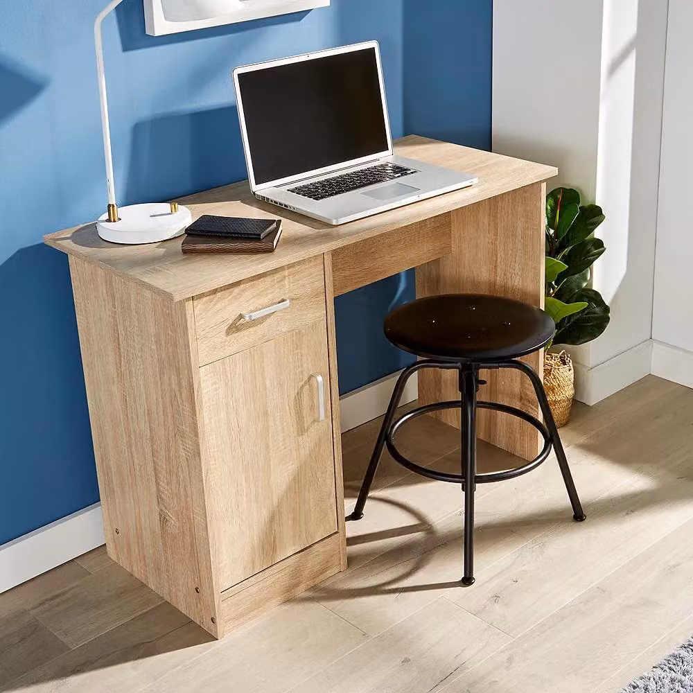 Home Source Tyler Compact Computer Workstation with 1 Drawer and 1 Door in Light Oak – 2
