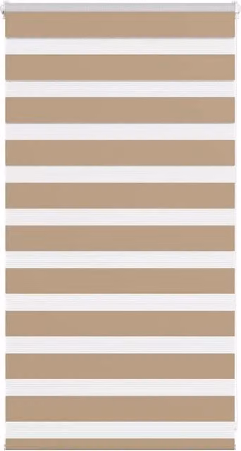 Berkfield Home Zebra Blind in Sand Brown, Polyester, W: 85 cm, H: 100 cm