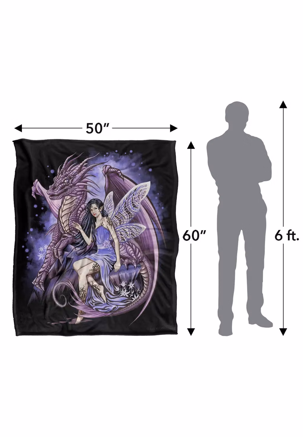 JQ Licensing En Protectors of the Realm Fairy and Dragon Silky Touch Super Soft Throw Blanket, White, W/D/H: 152 x 127 cm – 7