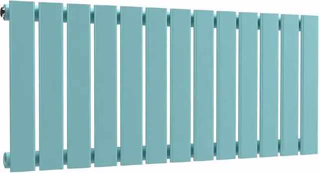 Lux Heat Single Flat Horizontal Radiator in Light Aqua Green, W: 91.0 cm, H: 40.0 cm