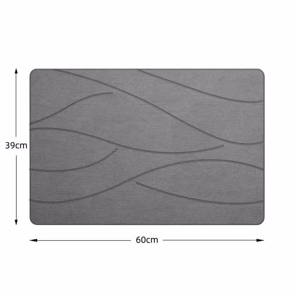 Kelvenix Diatomite Stone Bath Mat, Fast Drying, Grey, W/D/H: 60.0 x 39.0 cm – 2