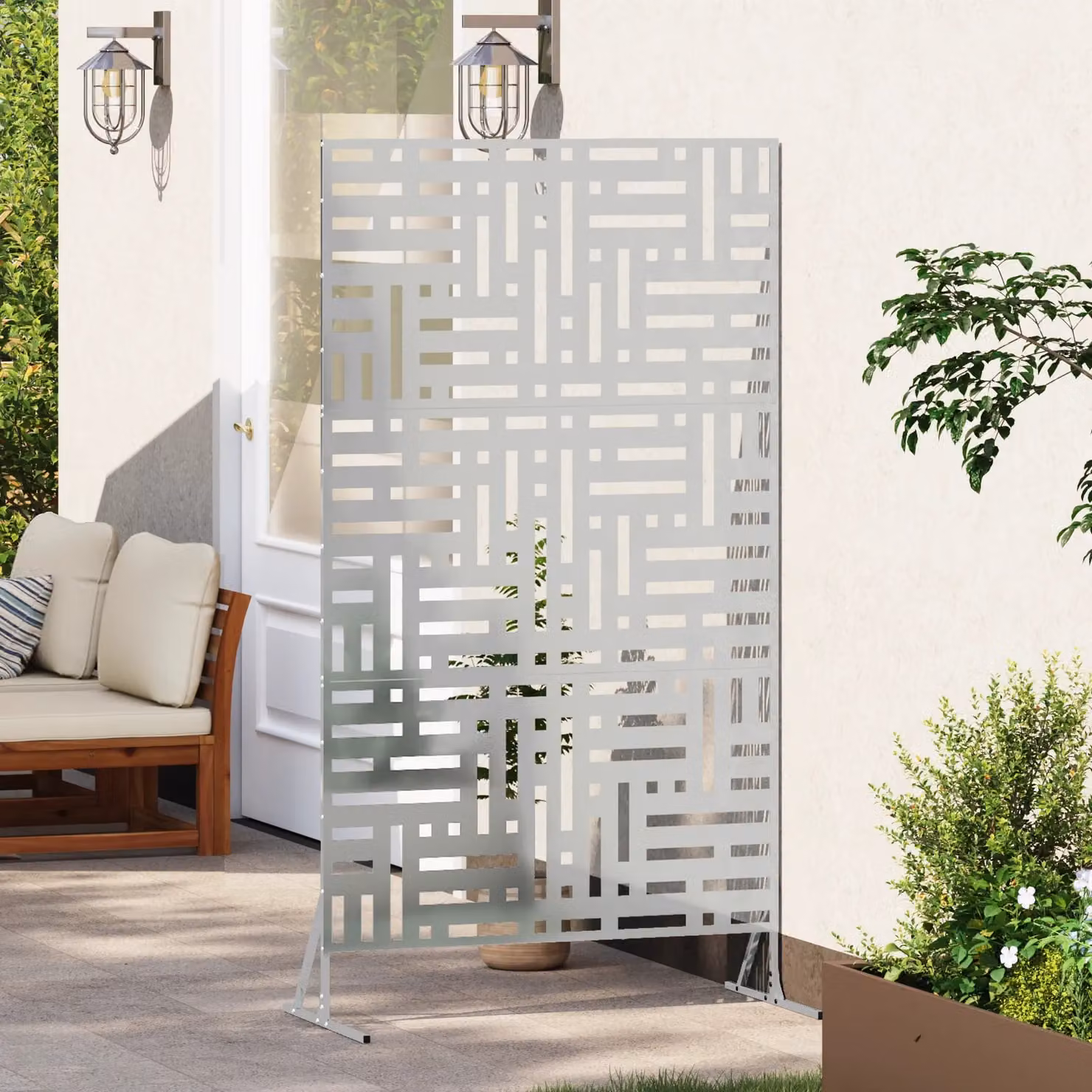 Berkfield Home Silver Galvanised Steel Privacy Screen, Height: 180 cm – 3