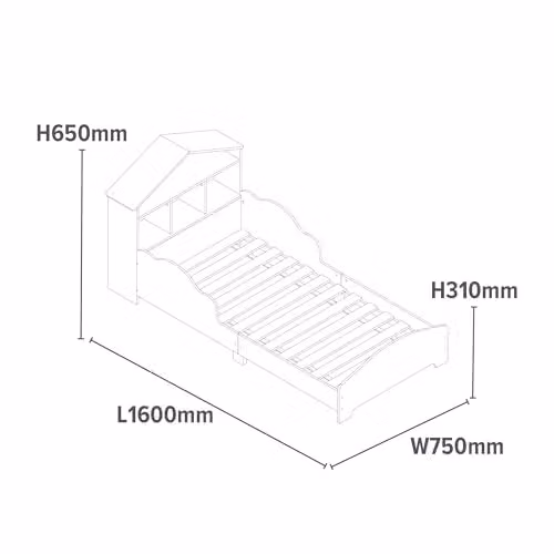 Liberty House Toys White Toddler Bed with House Frame and Bedside Shelf, W/D/H: 160 x 70 x 75 cm – 2