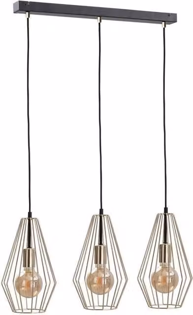Netlighting Geo Bar Pendant Ceiling Light in Gold, 60cm, 3x E27