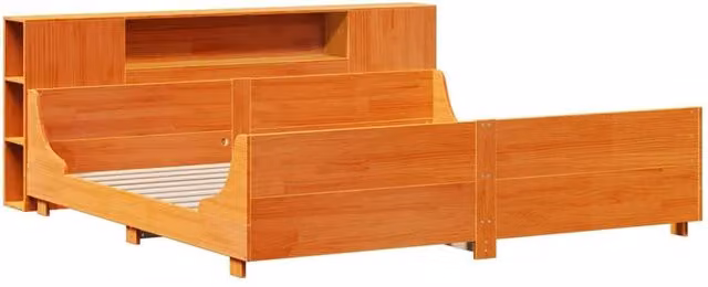 Berkfield Home Wax Brown Solid Pine Full Bed Frame W/D/H: 200 x 180 x 82 cm – 1