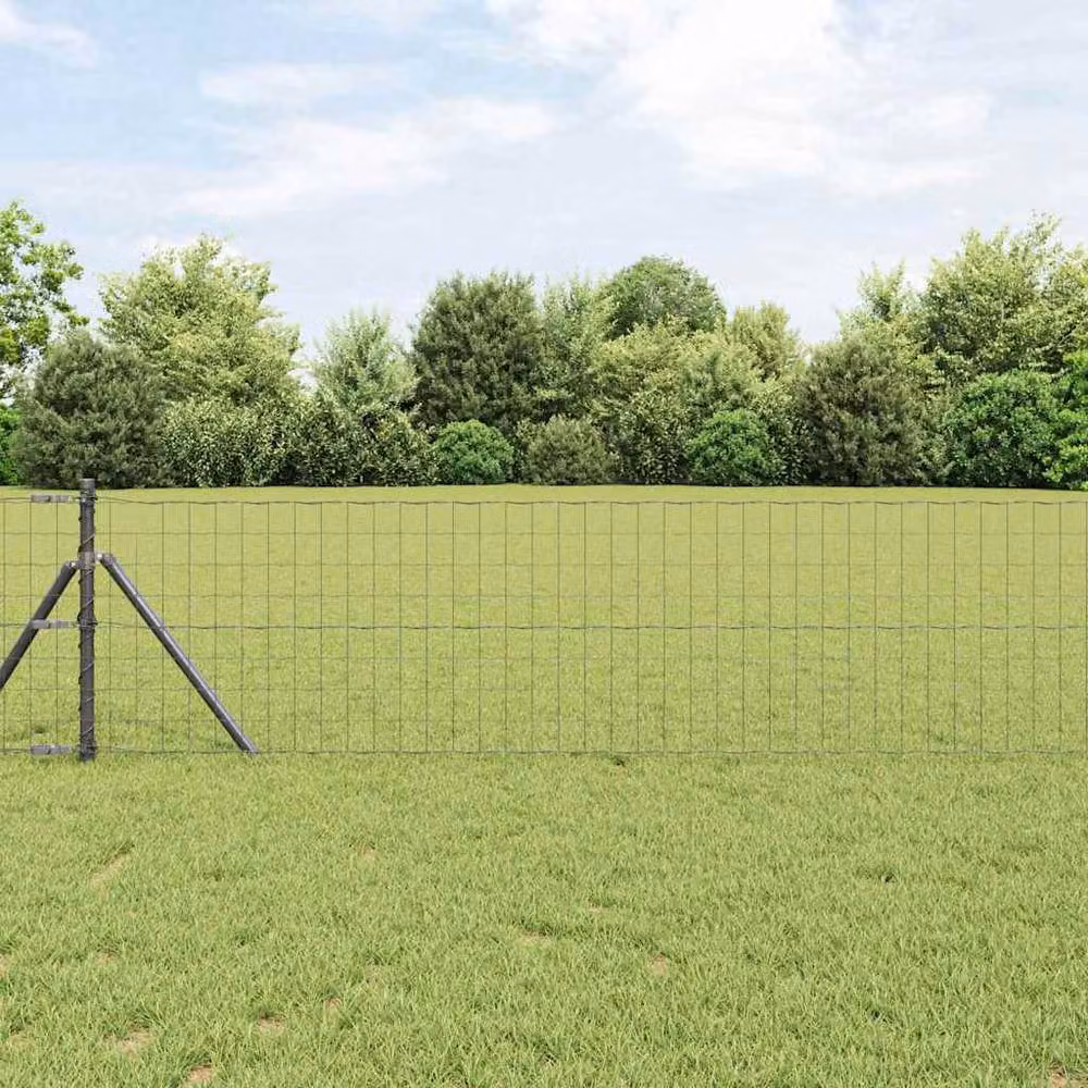 Berkfield Home Modern Euro Steel Fence, Grey, 0.4 x 50 m – 2
