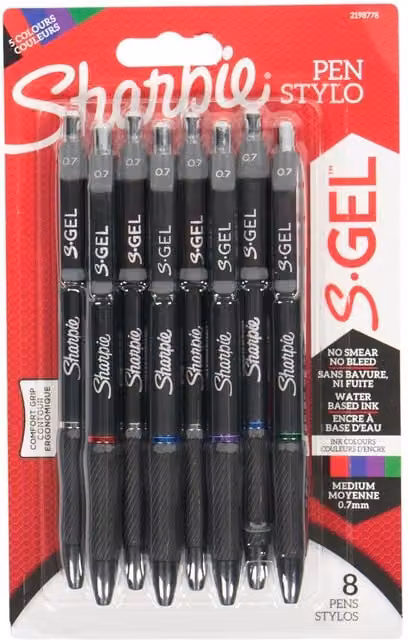 Sharpie S-Gel Multicolour Ink Pens, Pack of 8