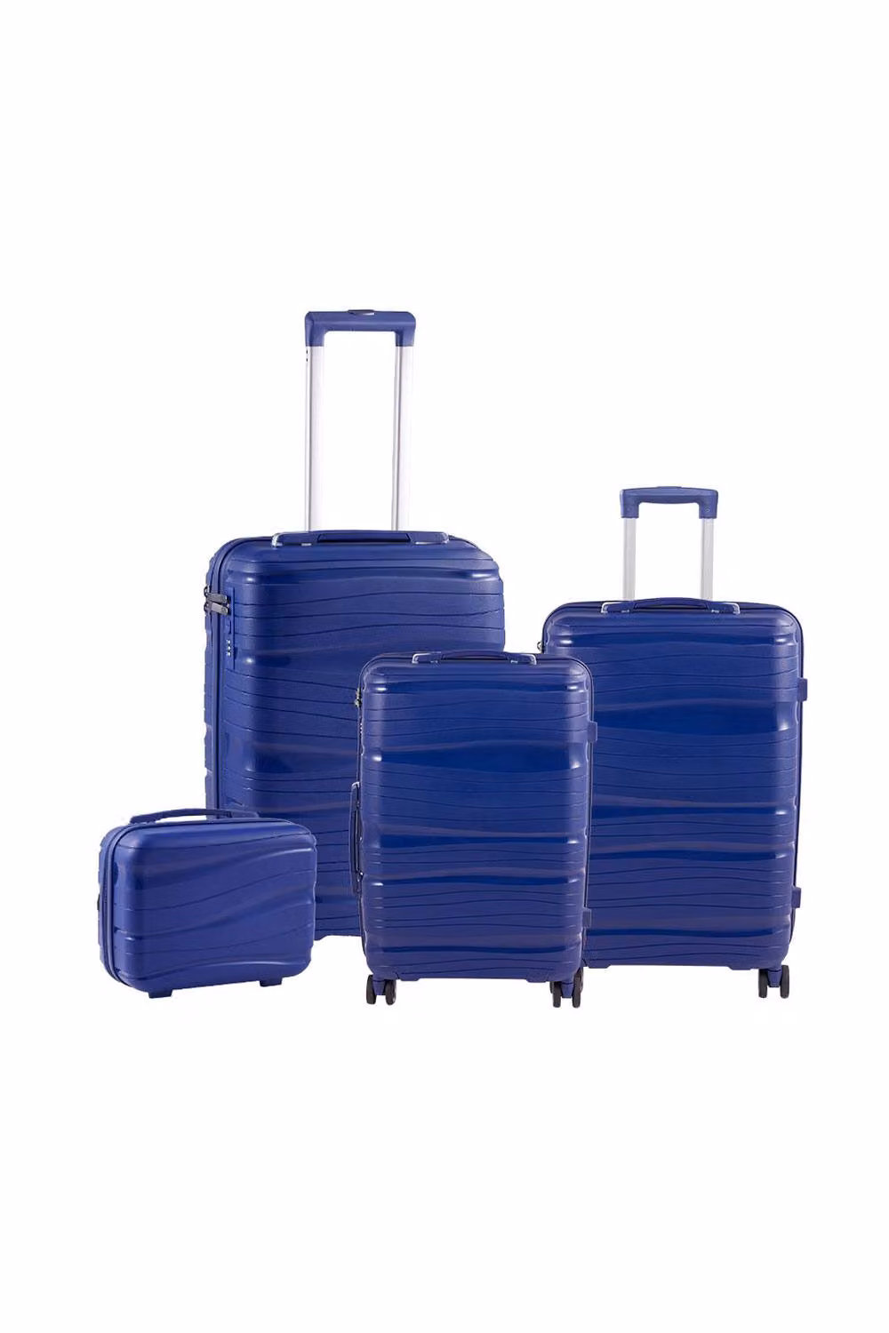 H&O Direct 4-Piece Lockable Fashion Travel Suitcase Set in Blue – 2