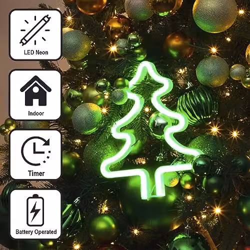 The Christmas Workshop LED Neon Christmas Tree Indoor Light Up Decoration in Green – 4