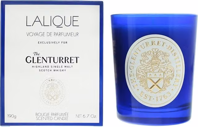 Lalique Scented Candle, Blue, 190g, H 11.4 cm x W 11.4 cm x D 8.7 cm