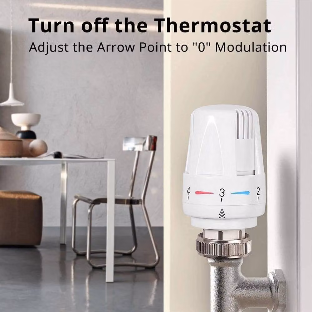 PAWNORA Radiator Thermostatic Heater Control Head with Thermostat, 4-Piece Set, White – 2