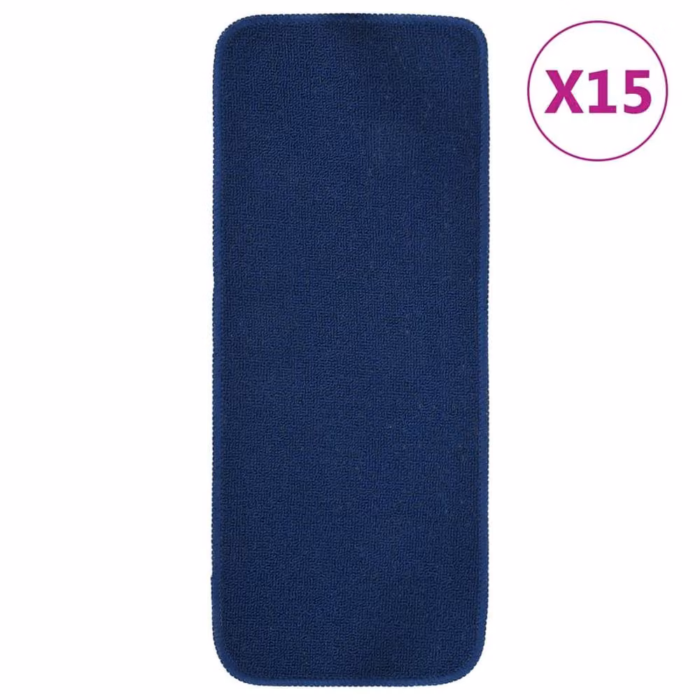 Berkfield Home Anti Slip Stair Mats, 15 Pack, Navy Blue, Rectangular, W: 60 cm, D: 25 cm – 2