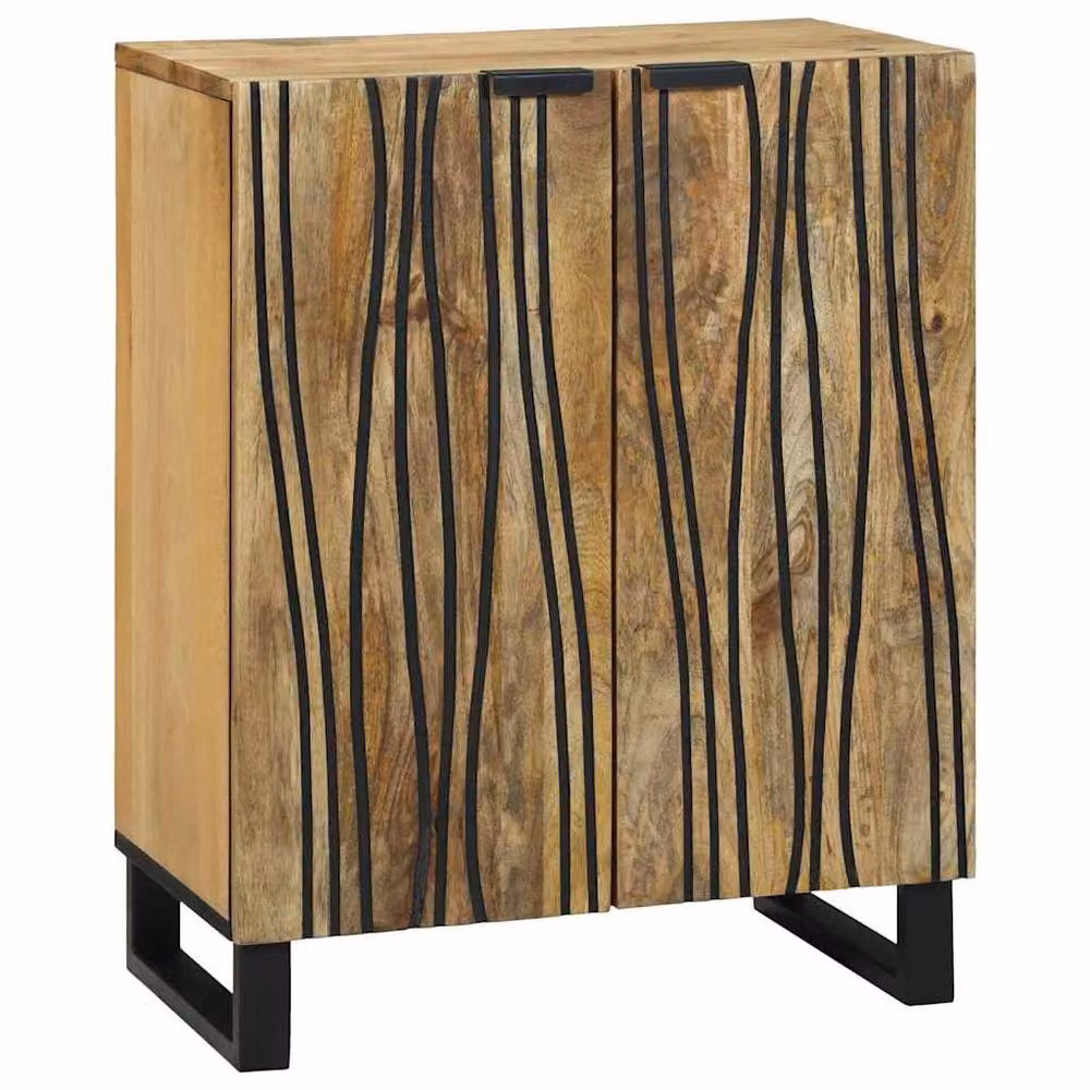 Berkfield Home Industrial Mango Wood Sideboard in Brown and Black, W/D/H: 60 x 33.5 x 75 cm – 2