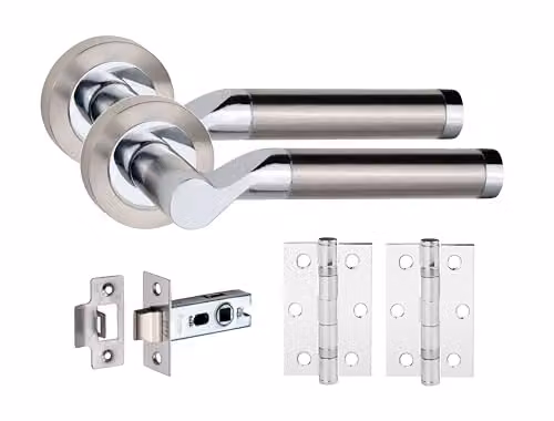 Golden Grace Titan Lever Door Handles, Dual Nickel and Chrome, 1 Pair