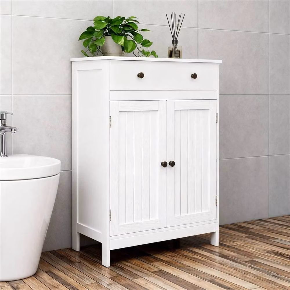 SPETLEK 2 Door Freestanding White Bathroom and Hallway Storage Cabinet with Internal Shelves – 2