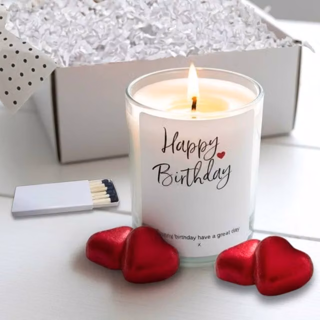 Aye Do Gifts Happy Birthday Candle Gift Set in White