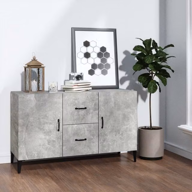 Berkfield Home Concrete Grey Sideboard in Engineered Wood, W/D/H: 100 x 36 x 60 cm – 1