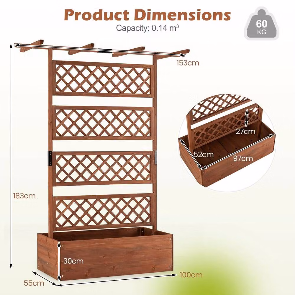 PAWNORA Brown Wooden Raised Bed for Vegetable and Herb Gardens – 2