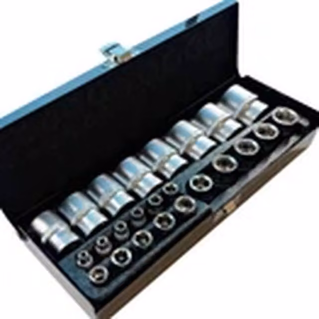 EONLION 24-Piece Chrome Vanadium Steel Imperial and SAE Socket Set with 1/2" and 1/4" Drive and Carrying Case in Silver