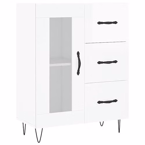 vidaXL Modern High Gloss White Sideboard in Engineered Wood W/D/H: 69.5 x 34 x 90 cm – 1