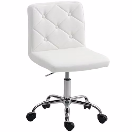 HOMCOM Modern White PU Leather Task Chair with 360 Degree Swivel and Castors