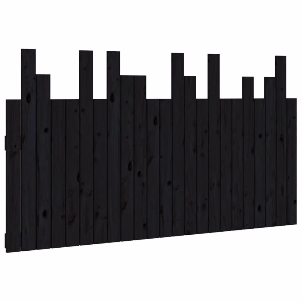 Berkfield Home Black Solid Wood Pine Wall Headboard, W: 146.5 cm, D: 3 cm, H: 80 cm – 2
