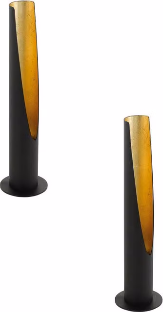 Loops 2 Pack Modern Circular Metal Table Lamps in Black and Gold with GU10 5W Bulb Included