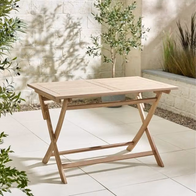 FurnitureboxUK Hamburg Outdoor 4 Seat Folding Dining Table in Yellow Acacia Wood