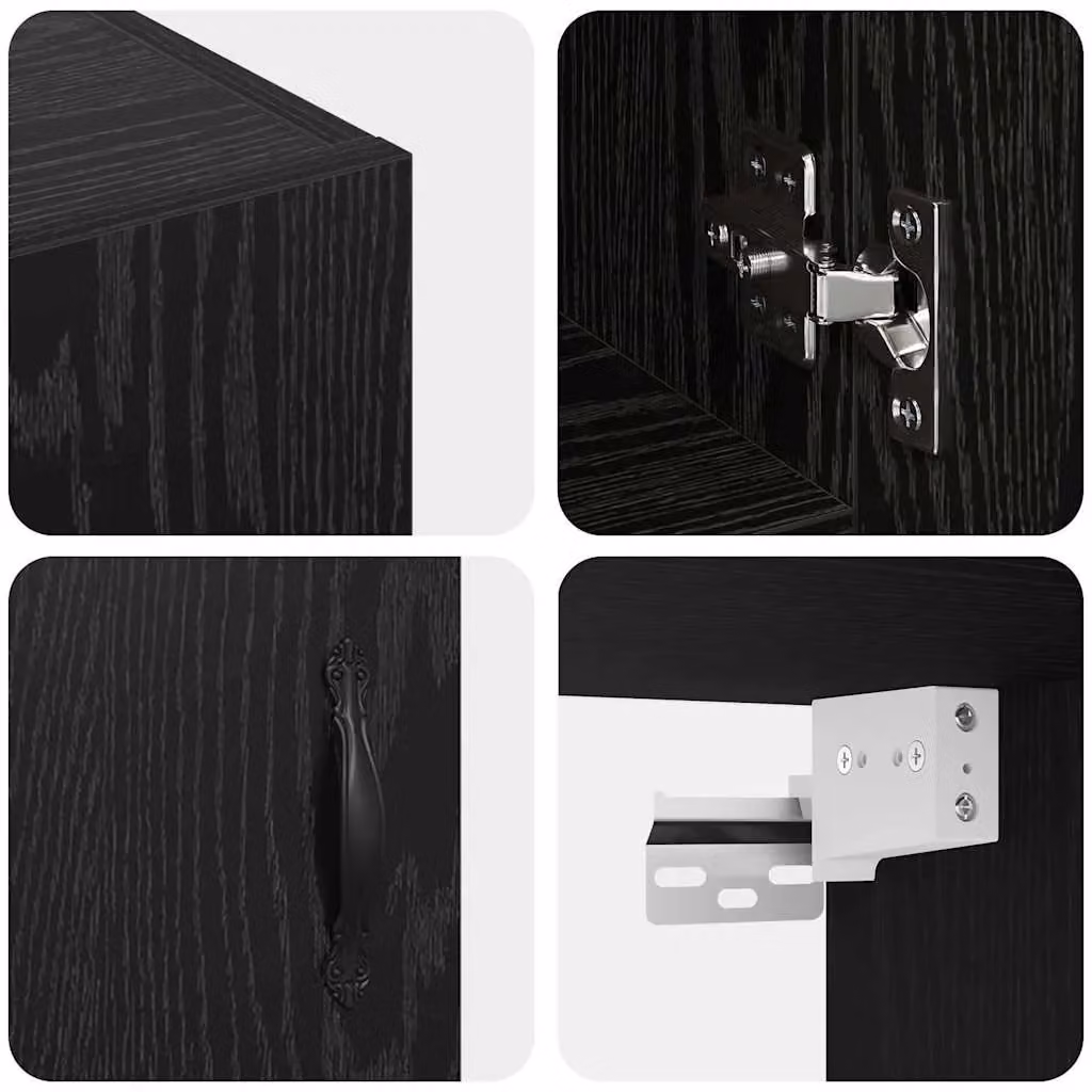 Berkfield Home Wall Cabinet in Black Oak, W: 60 cm, D: 31 cm, H: 60 cm – 6