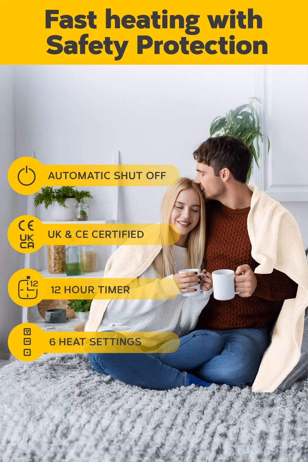 Air Pro Heated Throw Electric Blanket with Digital Controller and Timer in Beige – 3