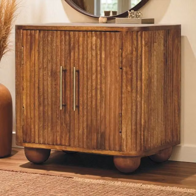 Artisan Furniture Solis Mid-Century Mango Wood Mini Sideboard in Brown