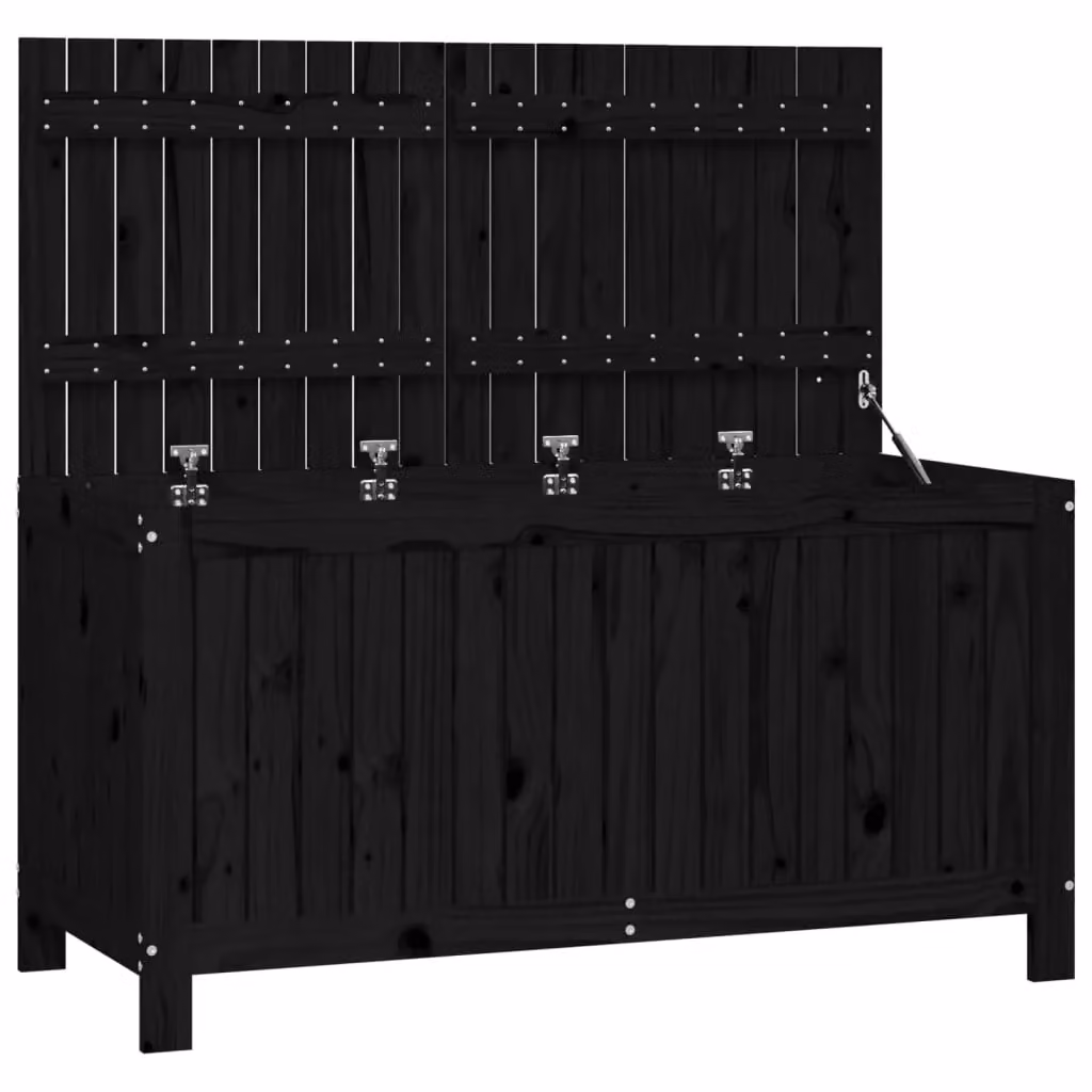 Berkfield Home Garden Black Solid Wood Pine Storage Box W/D/H: 121 x 55 x 64 cm – 2