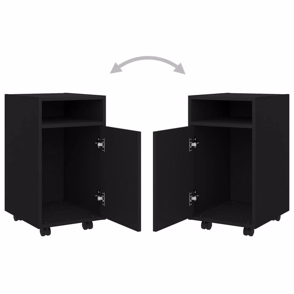 Berkfield Home Side Cabinet with Wheels in Black, W/D/H: 33 x 38 x 60 cm – 5
