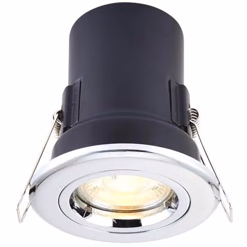 Saxby shieldPLUS MV 50W IP20 Recessed Fixed Fire Rated GU10 Ceiling Spotlight in Chrome – 1