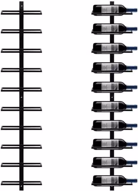FLAVORA Wall Mounted Metal Wine Storage Rack in Matt Black, W: 100 cm, D: 15 cm, H: 10 cm