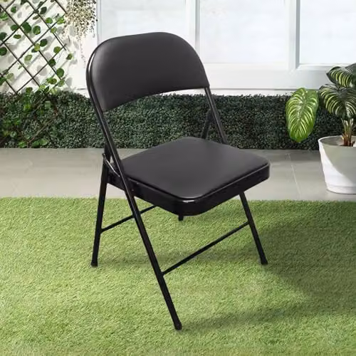 Royalford Heavy Duty Folding Padded Chair with Metal Frame in Black – 2