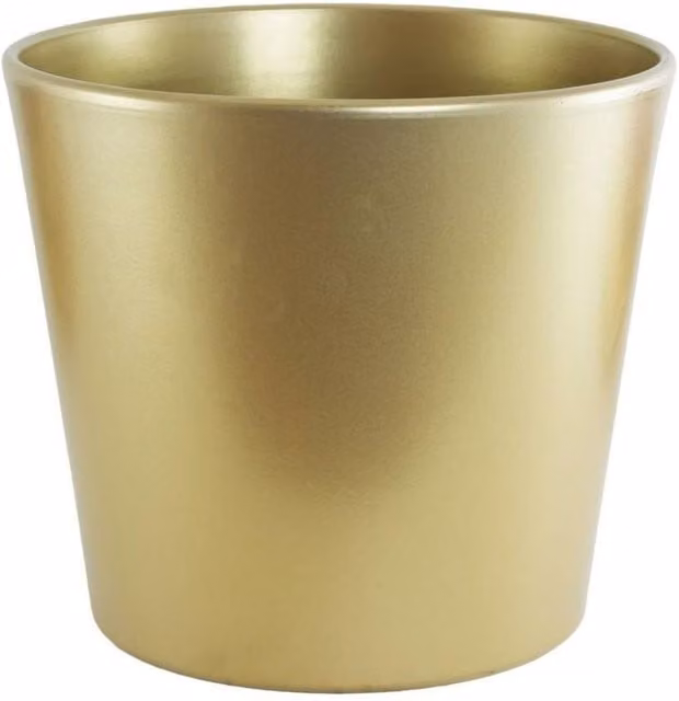 KDMD Gold Matt Finish Ceramic Tabletop Pot, Height: 23 cm