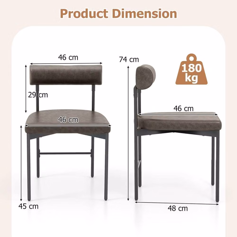EONLION Set of 2 Faux Leather Upholstered Dining Chairs in Dark Grey – 2