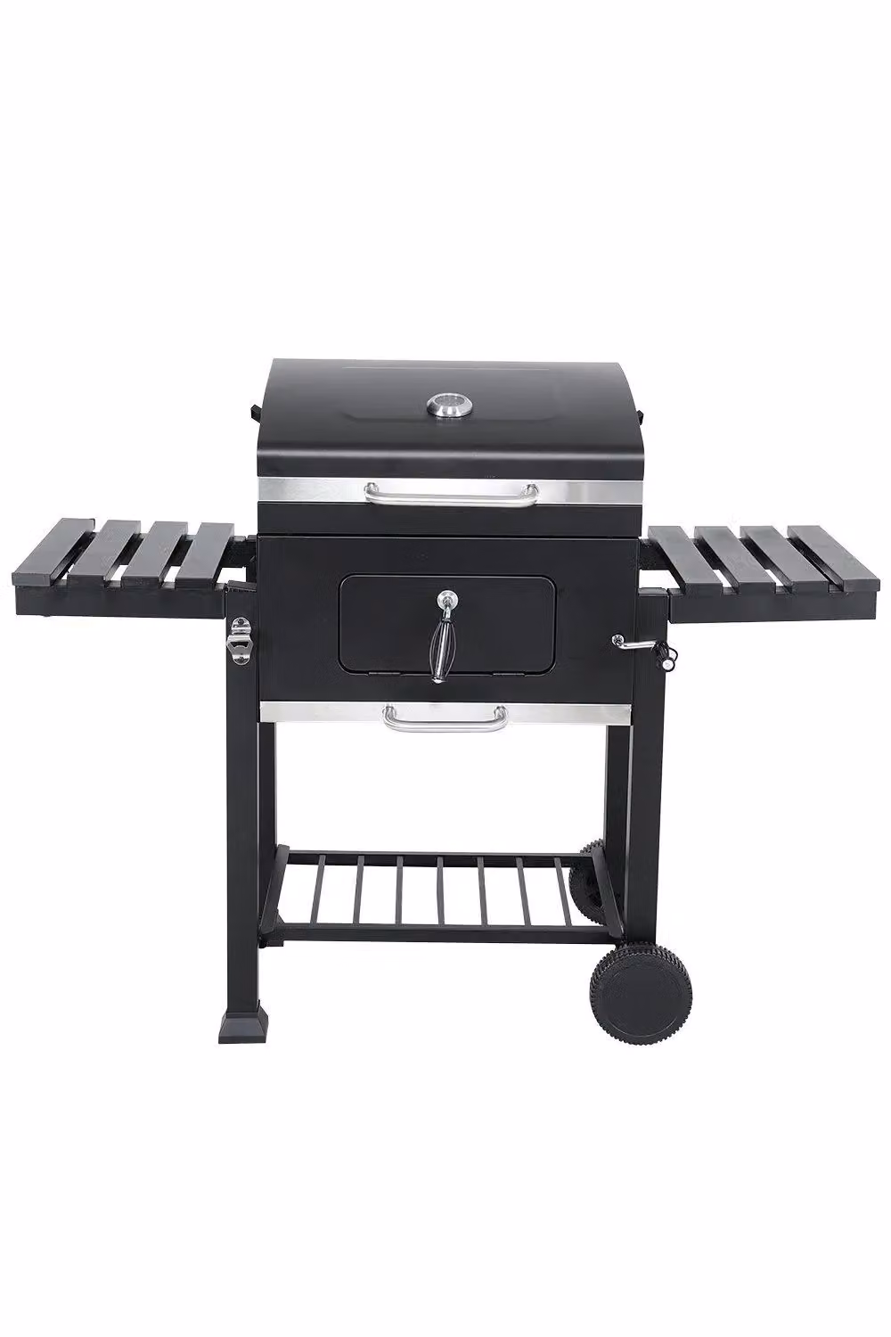 Garden Sanctuary Black Carbon Steel and Stainless Steel Charcoal BBQ Grill with Wheels, W/D/H: 138 x 108 x 108 cm – 3
