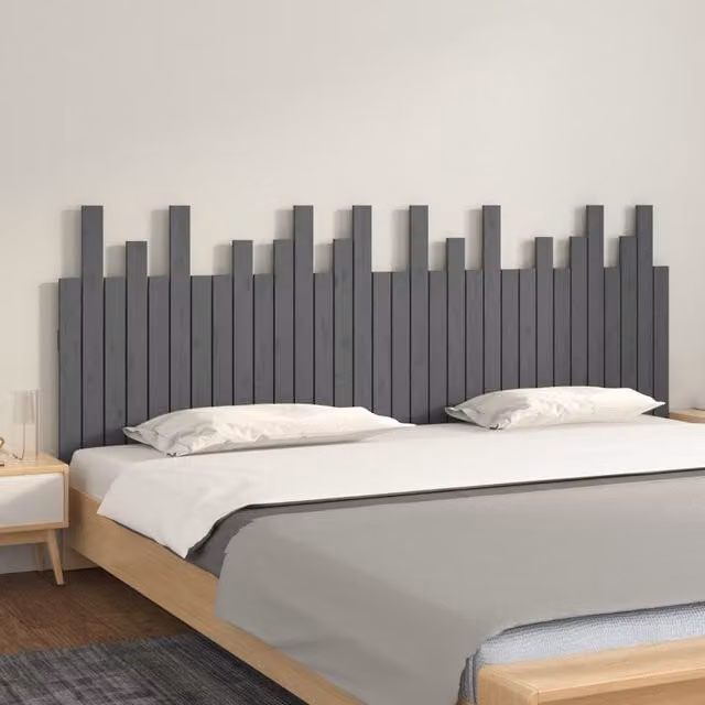 Berkfield Home Grey Solid Wood Pine Wall Headboard, W: 204 cm, D: 3 cm, H: 80 cm – 1