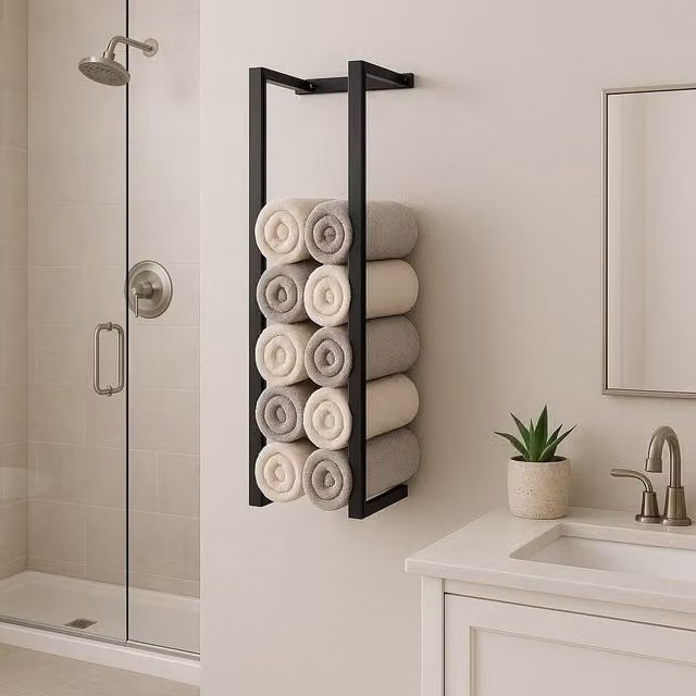 House of Home Wall Mounted Black Stainless Steel Double Bar Towel Rail, Width: 70 cm – 1