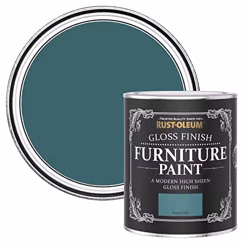 Rust-Oleum Petrol Green Furniture and Skirting Board Paint in a Gloss Water-Based Finish, 750ml